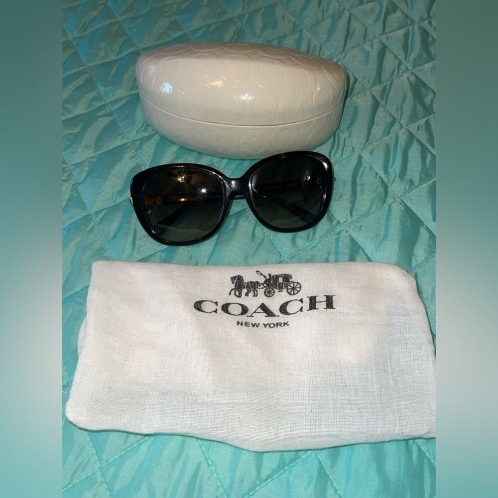 Coach Dark Tortoise Sunglasses HC8164 L953 Bundle w Case & Dust Bag GUC